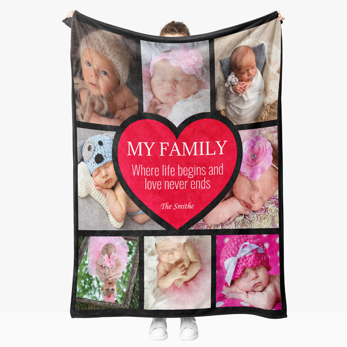 Personalized Father's Day Fleece Blanket with 8 Photos & Text