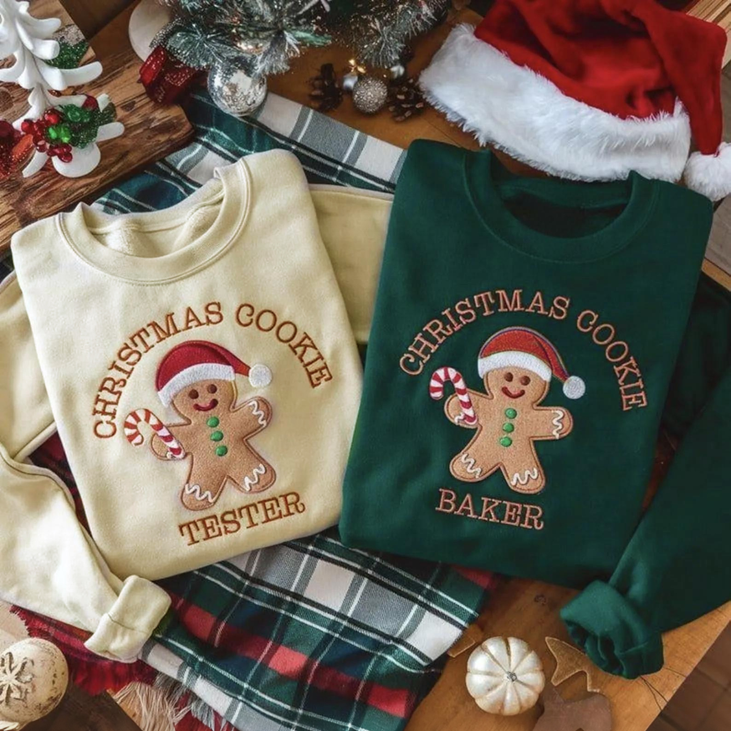 Gingerbread Bakery and Tester Embroidery Christmas Crewneck