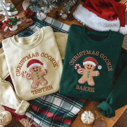 Gingerbread Bakery and Tester Embroidery Christmas Crewneck