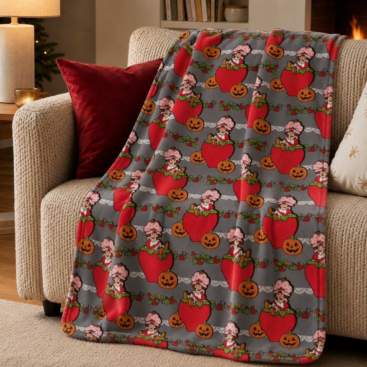 Sweet Strawberry Girl Halloween Blanket