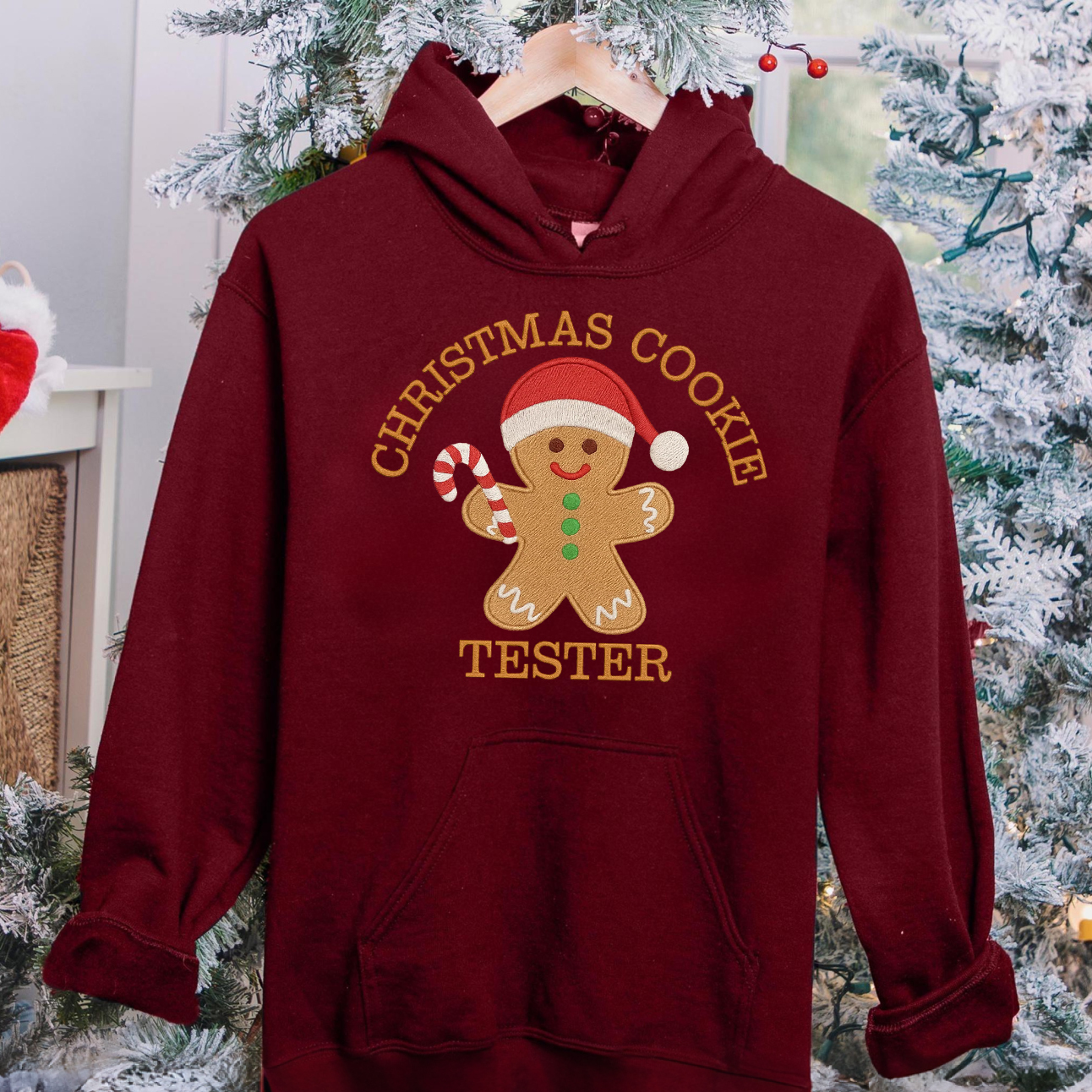 Gingerbread Bakery and Tester Embroidery Christmas Crewneck