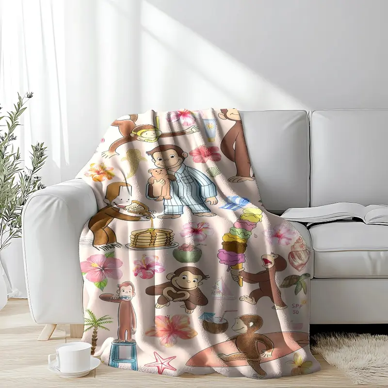 Curious George Tropical & Pajama Collage Fleece Blanket
