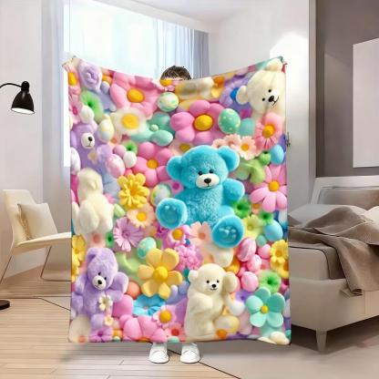 Teddy Pastel Floral Print Throw Blanket