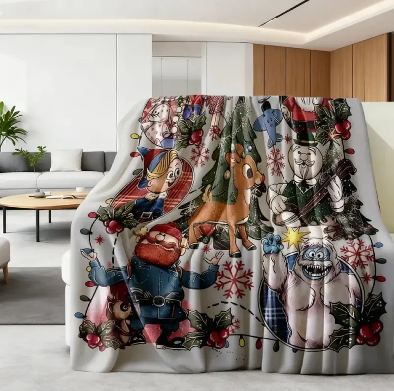 Rudolph the Red - Nosed Reindeer Christmas - Themed Blanket| Sofa Binging Throw, AC Home Blanket