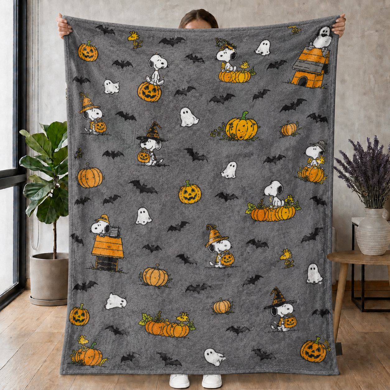 Halloween Cartoon Beagle Fleece Blanket