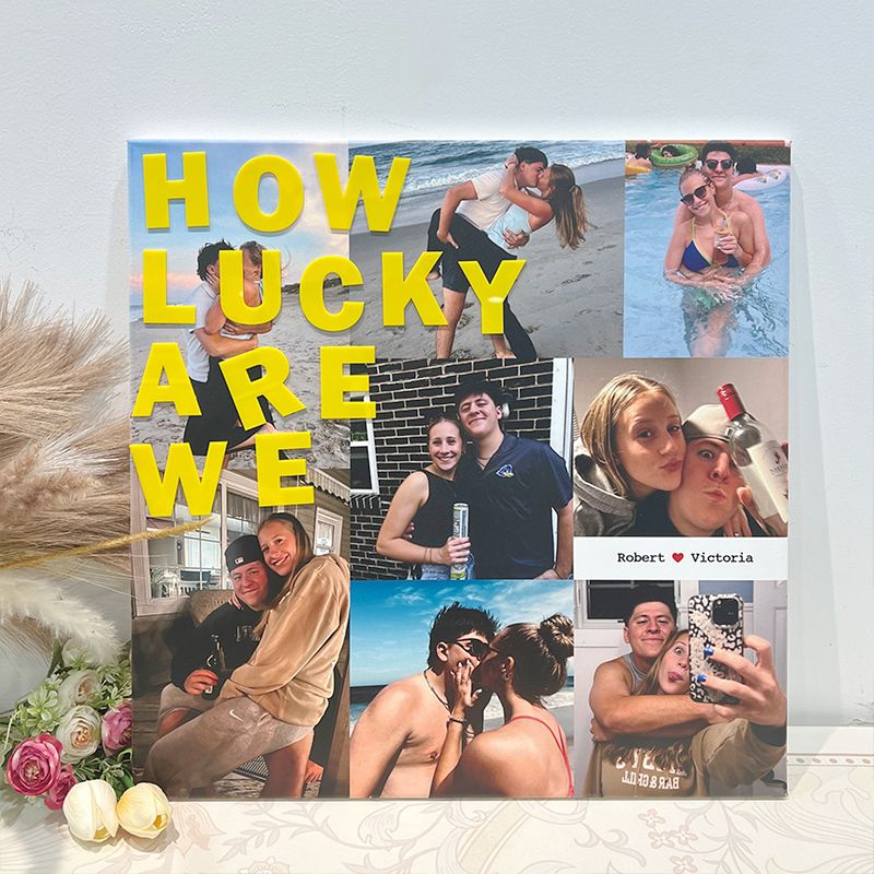 How Lucky Are We Custom Valentine's Day Photo Canvas