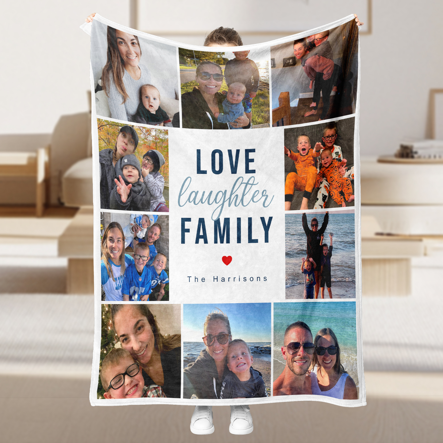 Personalized Father's Day Fleece Blanket with 10 Photos & Text - LOVE MY DAD