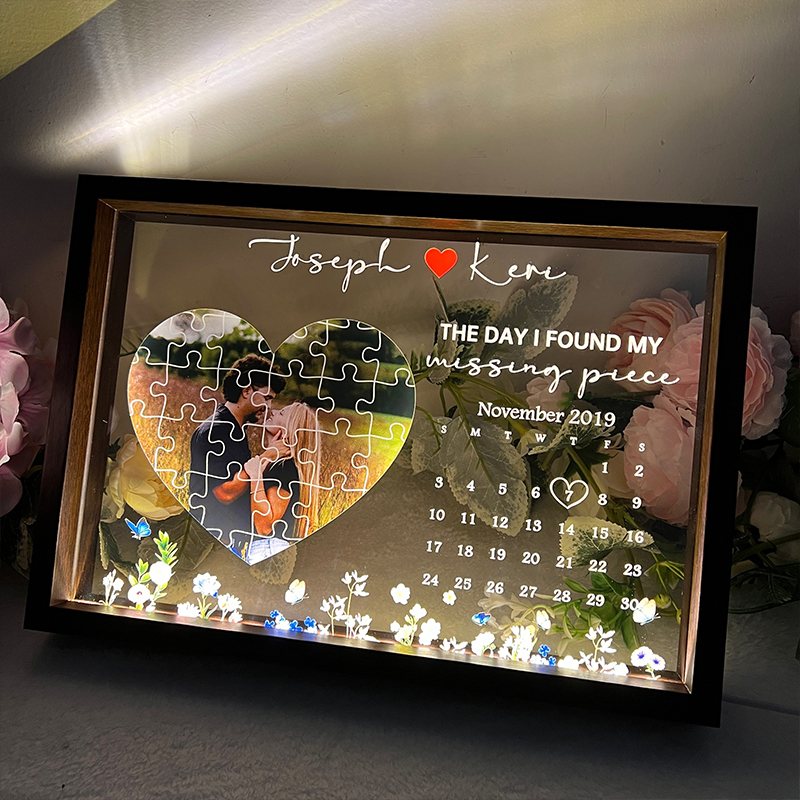 The Day I Found My Missing Piece Light Frame Personalized Gift