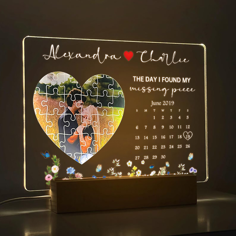 The Day I Found My Missing Piece Light Frame Personalized Gift