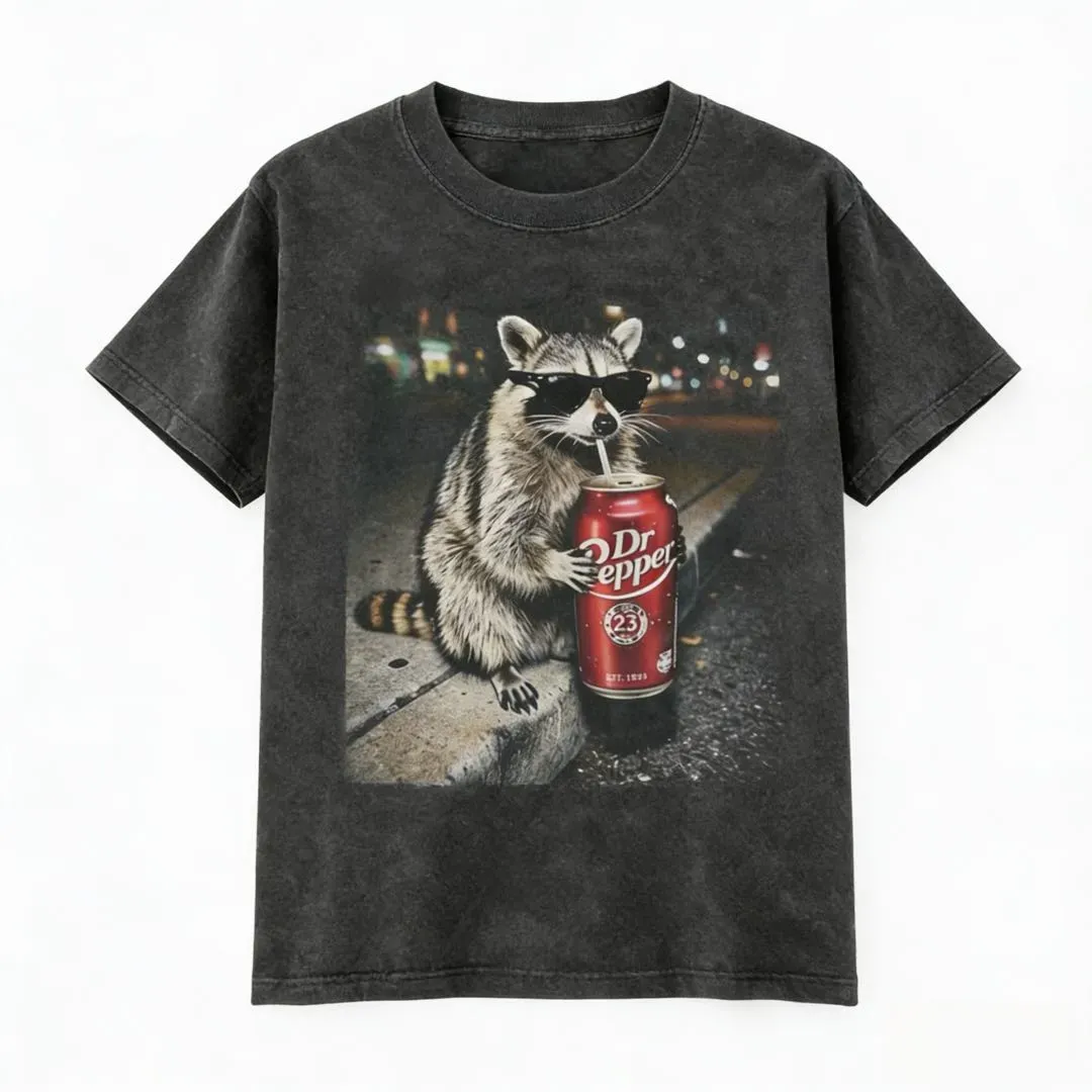 Vintage Raccoon Taco Graphic T-Shirt – Funny Late Night Food Lover Tee
