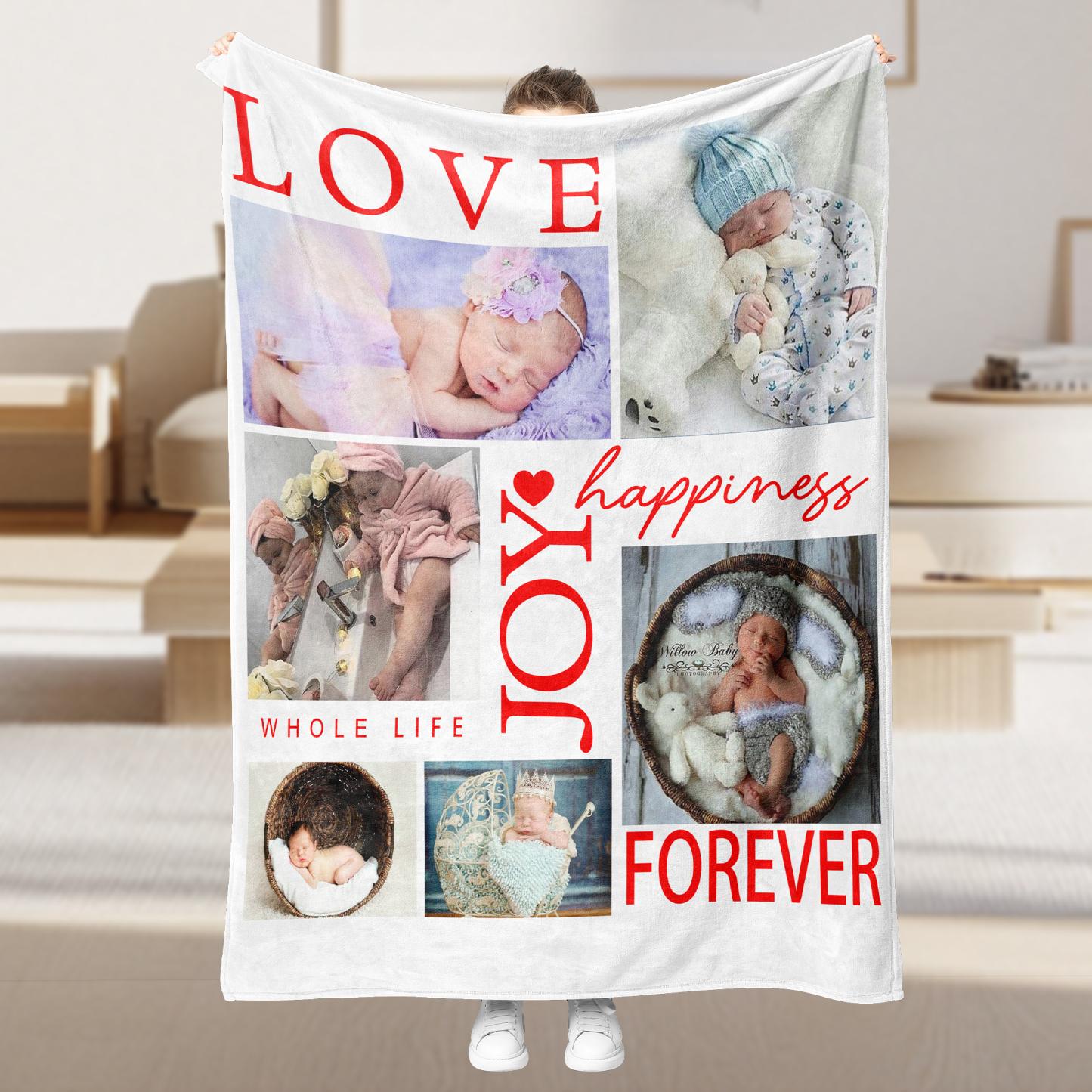 Personalized Father's Day Fleece Blanket with 6 Photos & Text