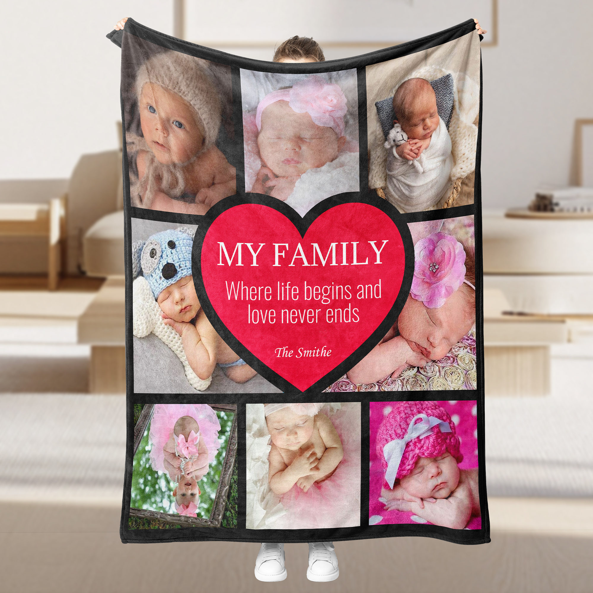 Personalized Father's Day Fleece Blanket with 8 Photos & Text