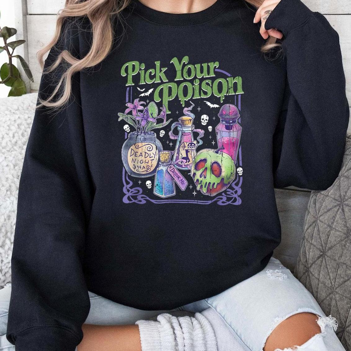 Pick Your Poison Vintage Princess Halloween Sweatshirt