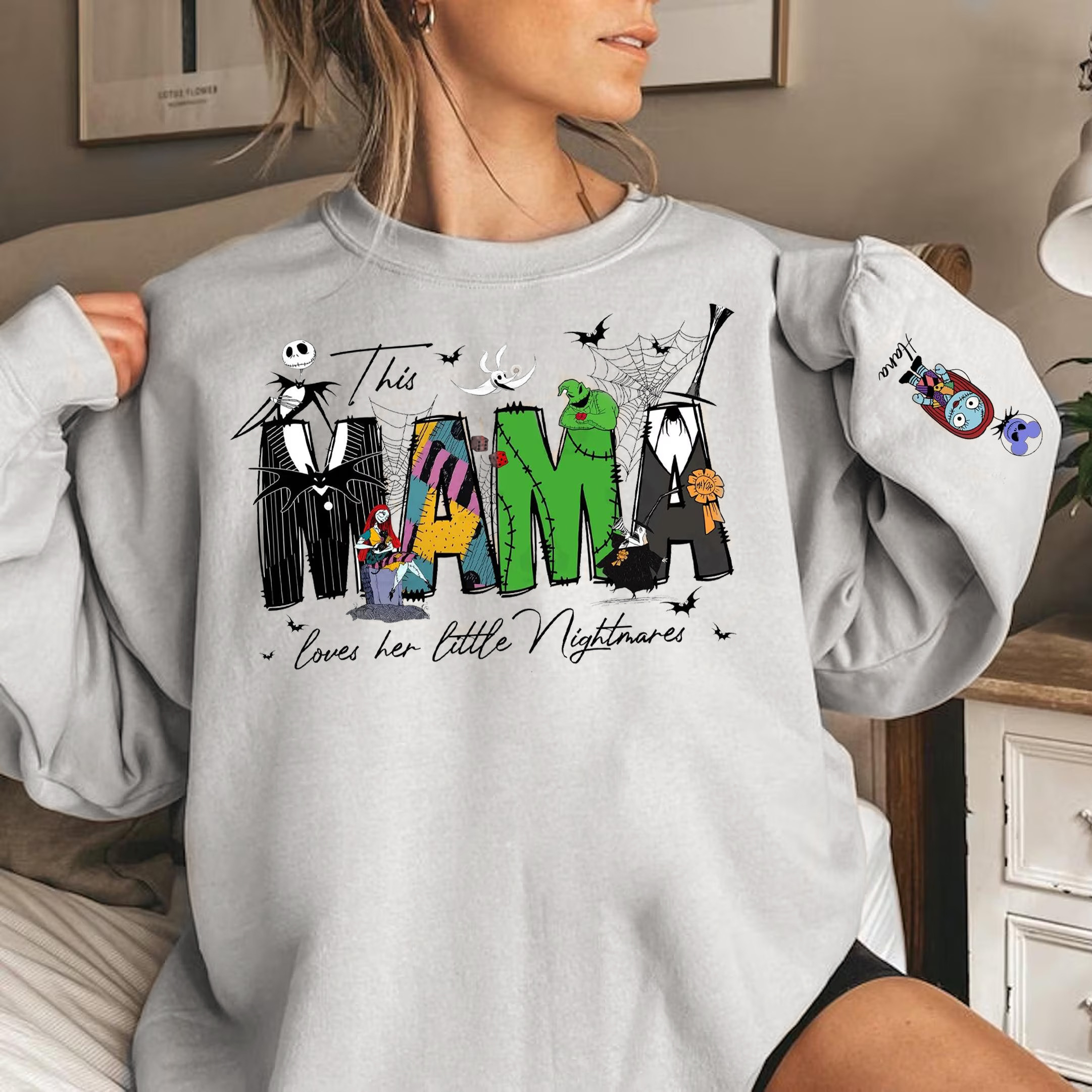 Personalized This Mama Loves Her Nightmare Halloween Sweatshirt