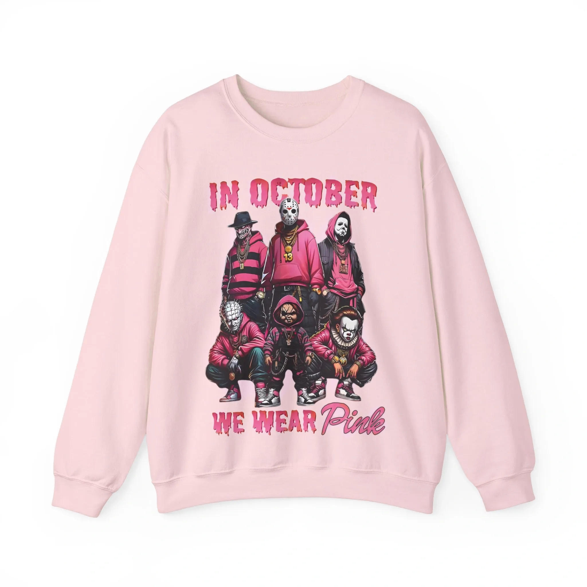 In October We Wear Pink Horror Characters T-Shirt
