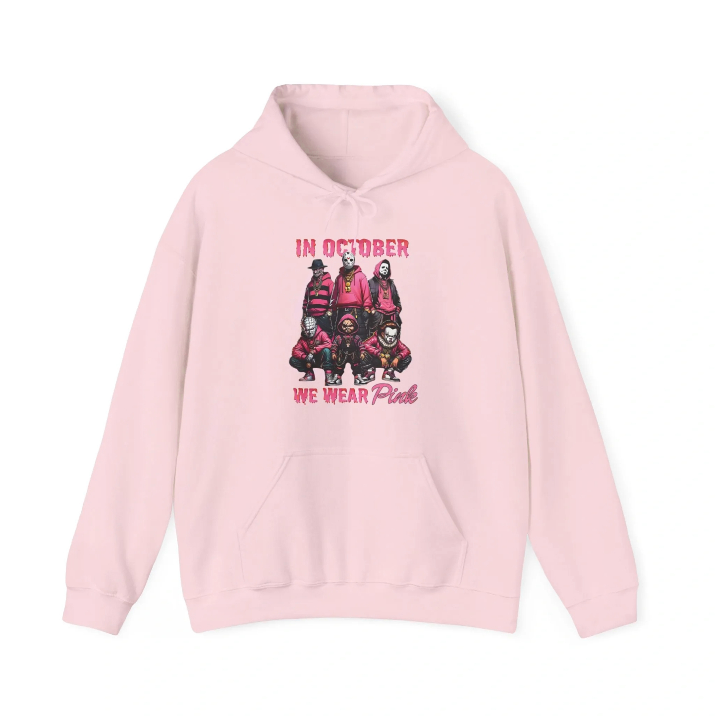 In October We Wear Pink Horror Characters T-Shirt