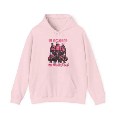 In October We Wear Pink Horror Characters T-Shirt