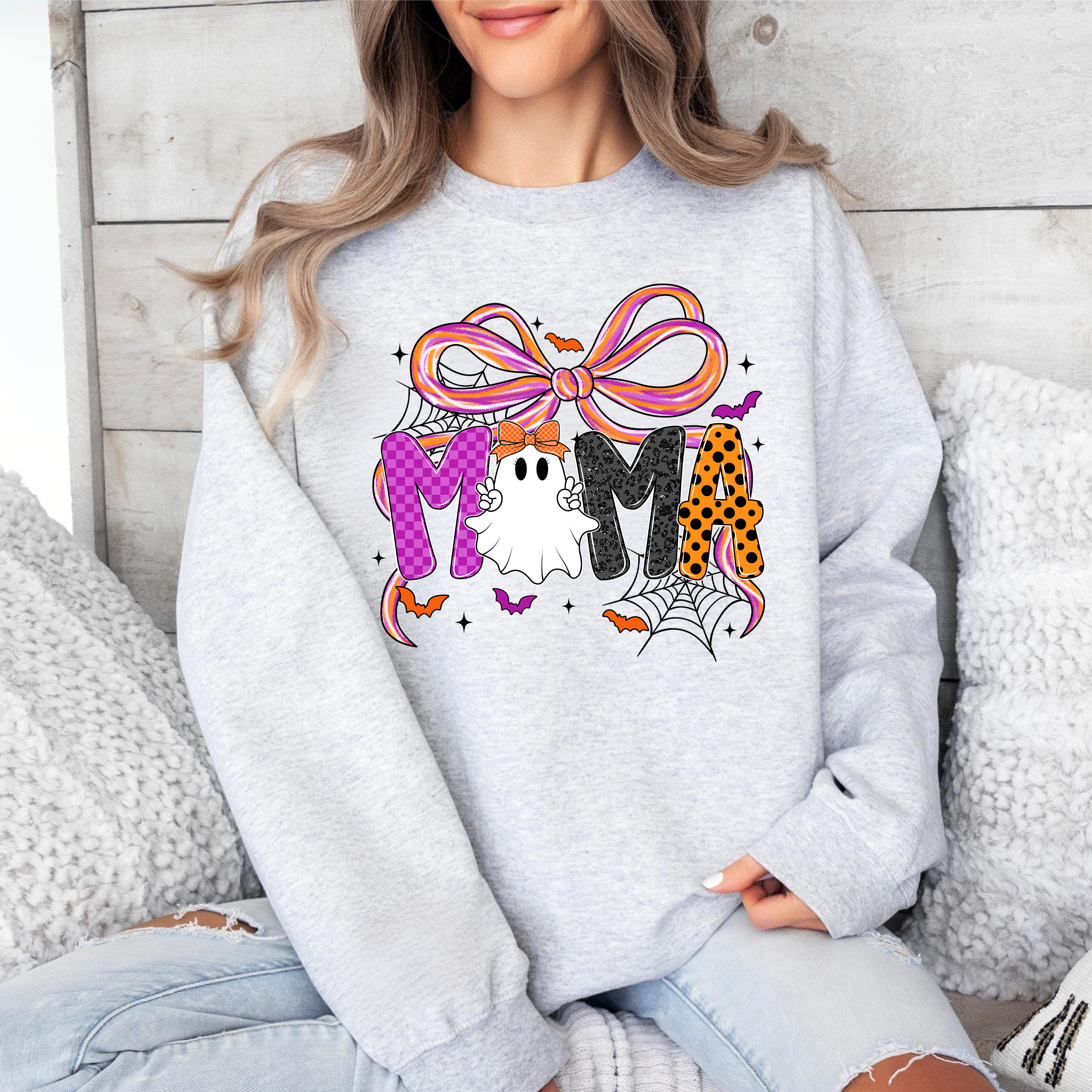 Preppy Halloween Mama Bow Sweatshirt