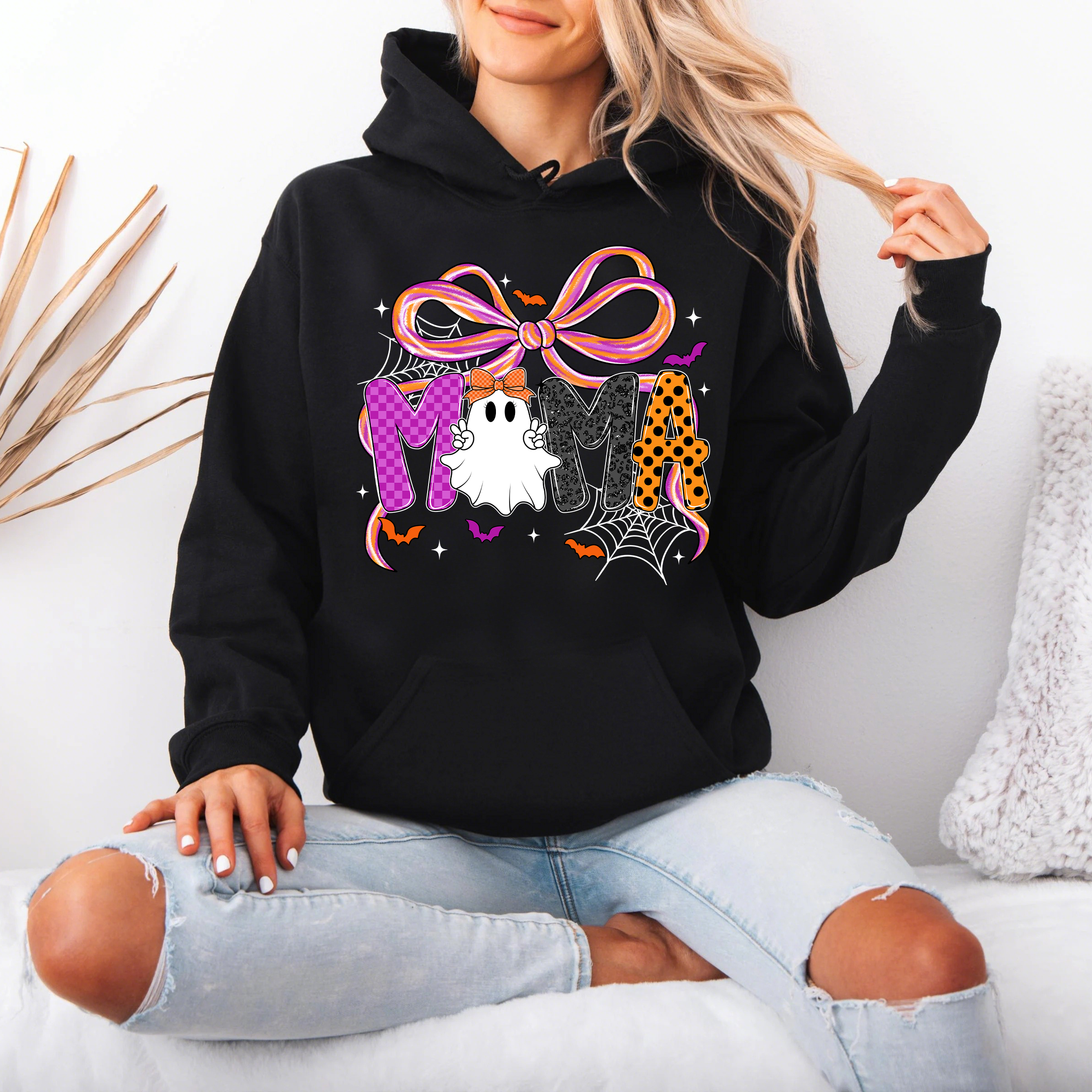 Preppy Halloween Mama Bow Sweatshirt