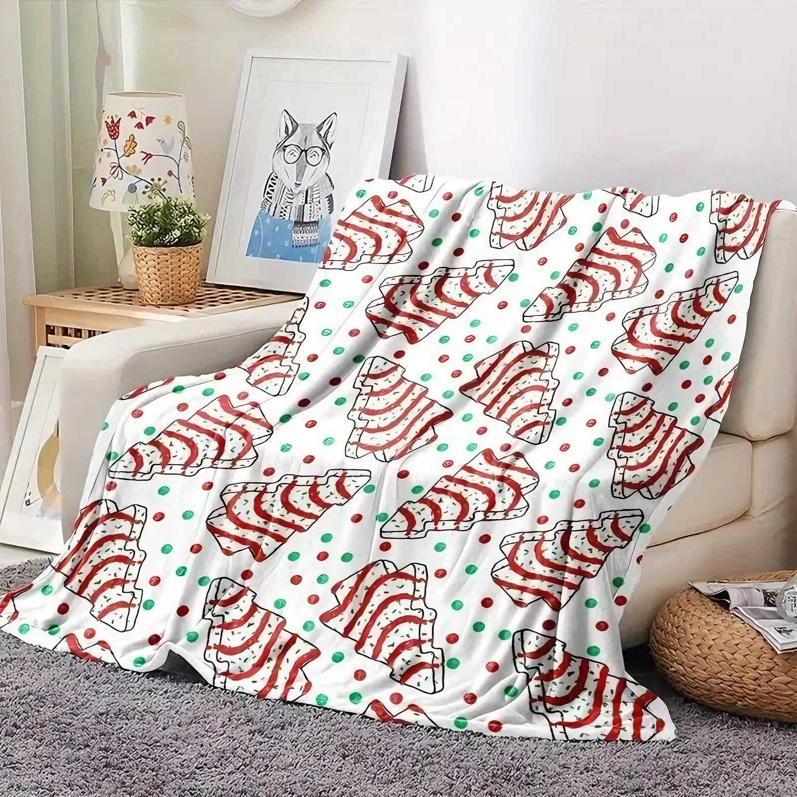 Cozy Christmas Tree Pattern Blanket