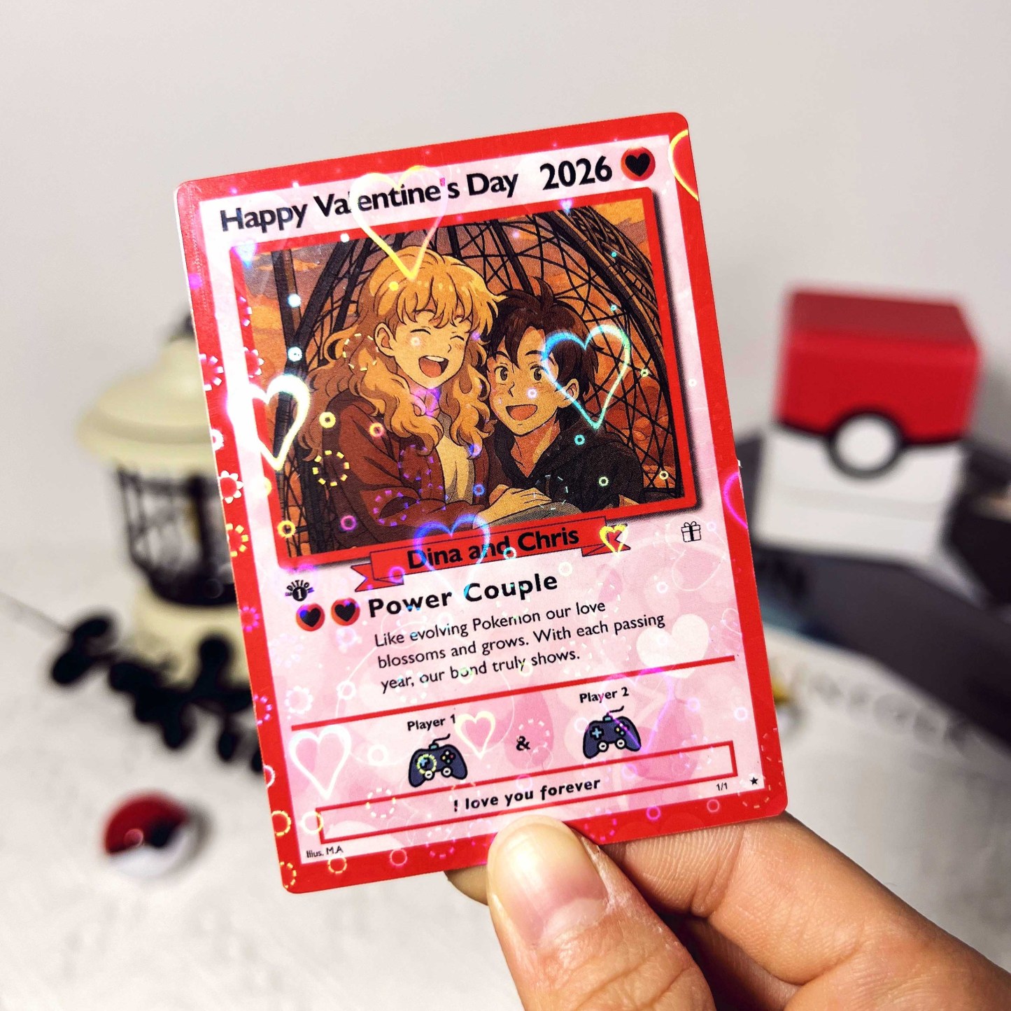 Custom Anniversary Card Couple Photo Anime Style
