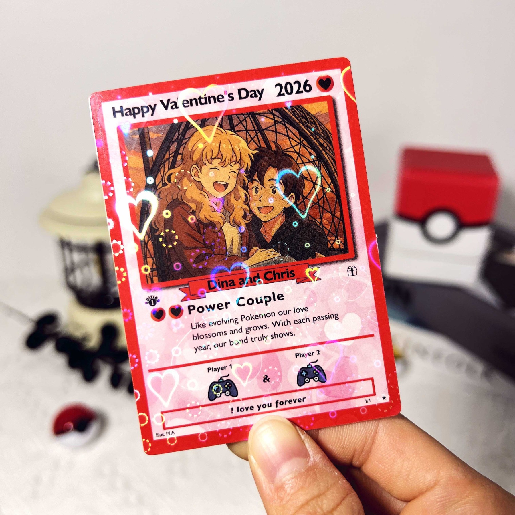 Custom Anniversary Card Couple Photo Anime Style