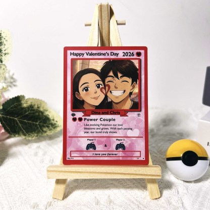 Custom Anniversary Card Couple Photo Anime Style