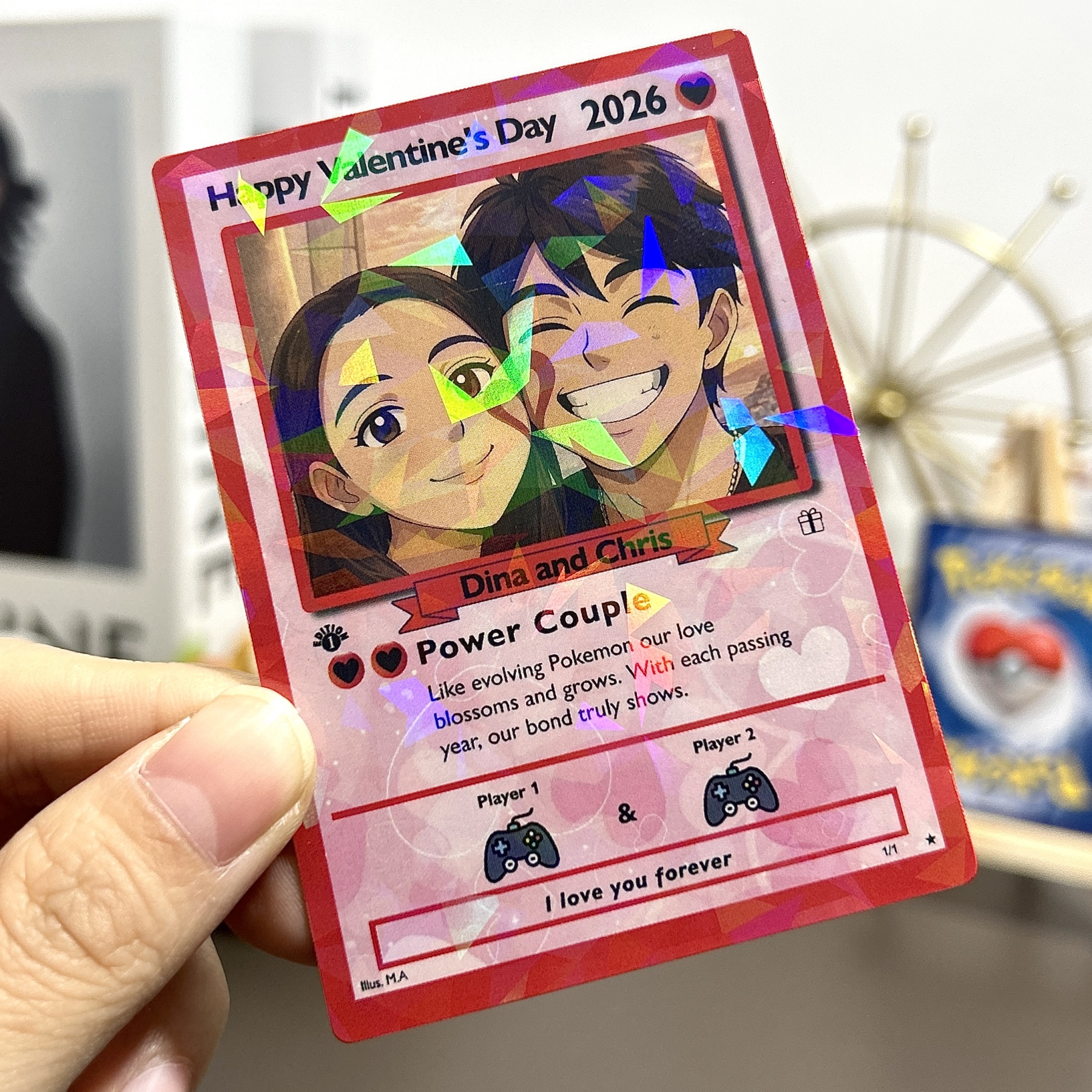 Custom Anniversary Card Couple Photo Anime Style
