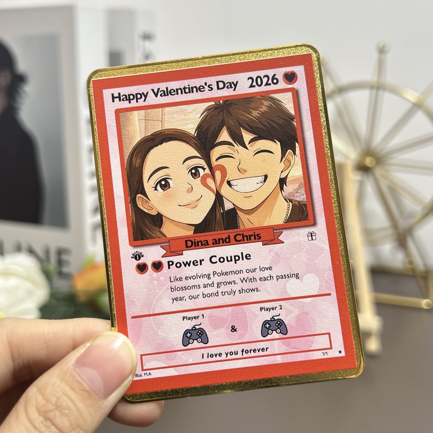 Custom Anniversary Card Couple Photo Anime Style