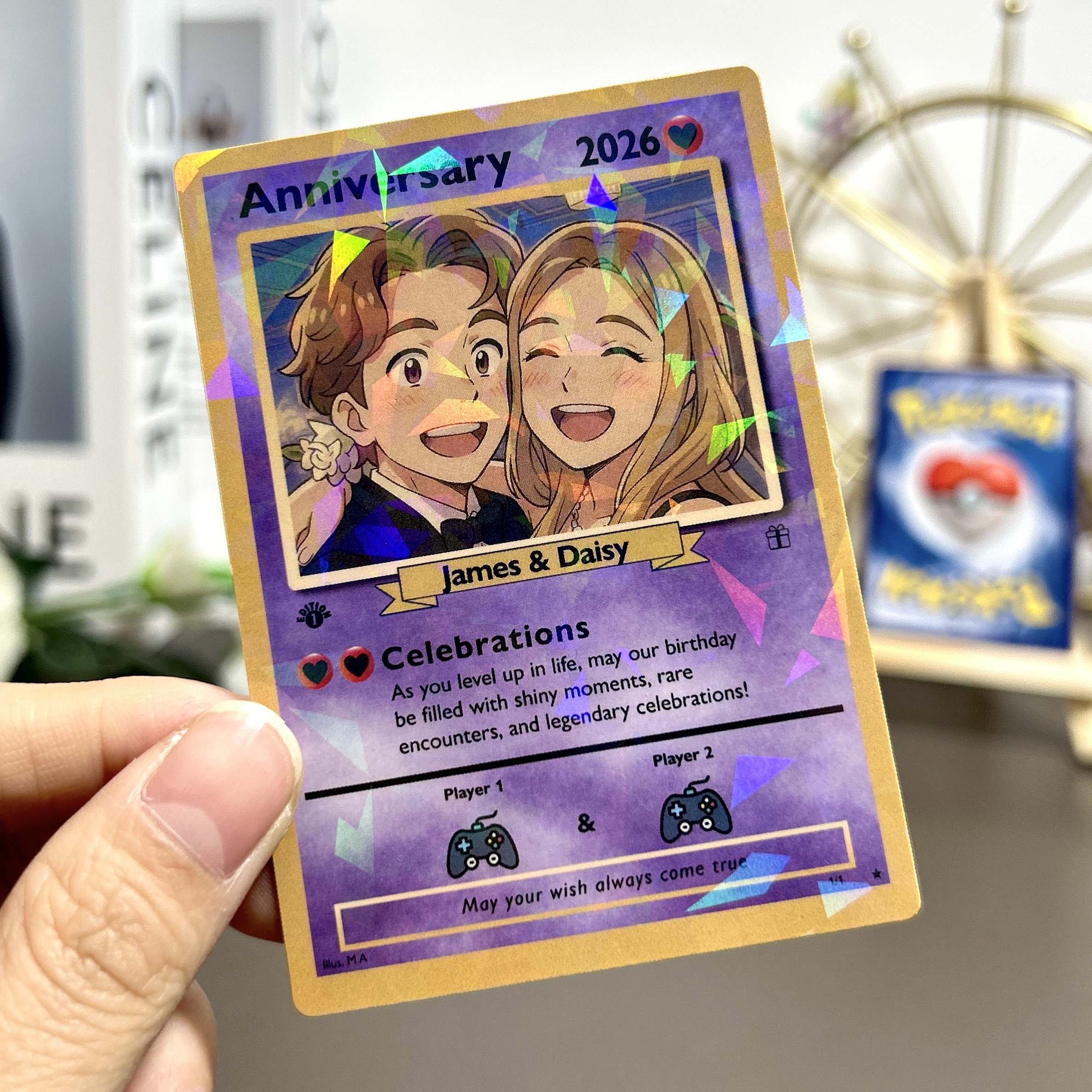 Custom Anniversary Card Couple Photo Anime Style