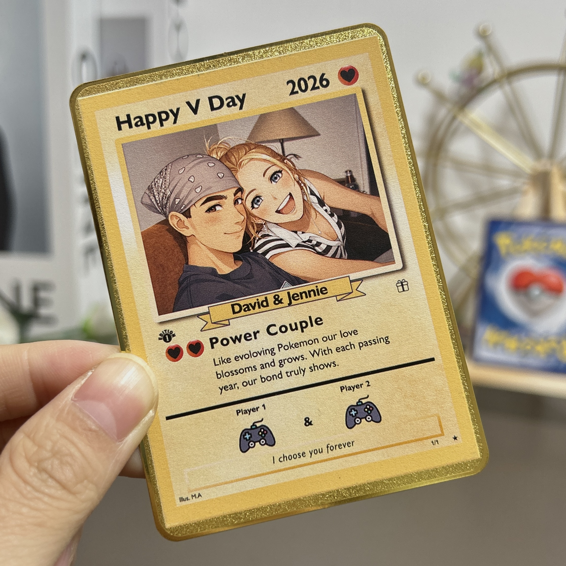 Custom Anniversary Card Couple Photo Anime Style