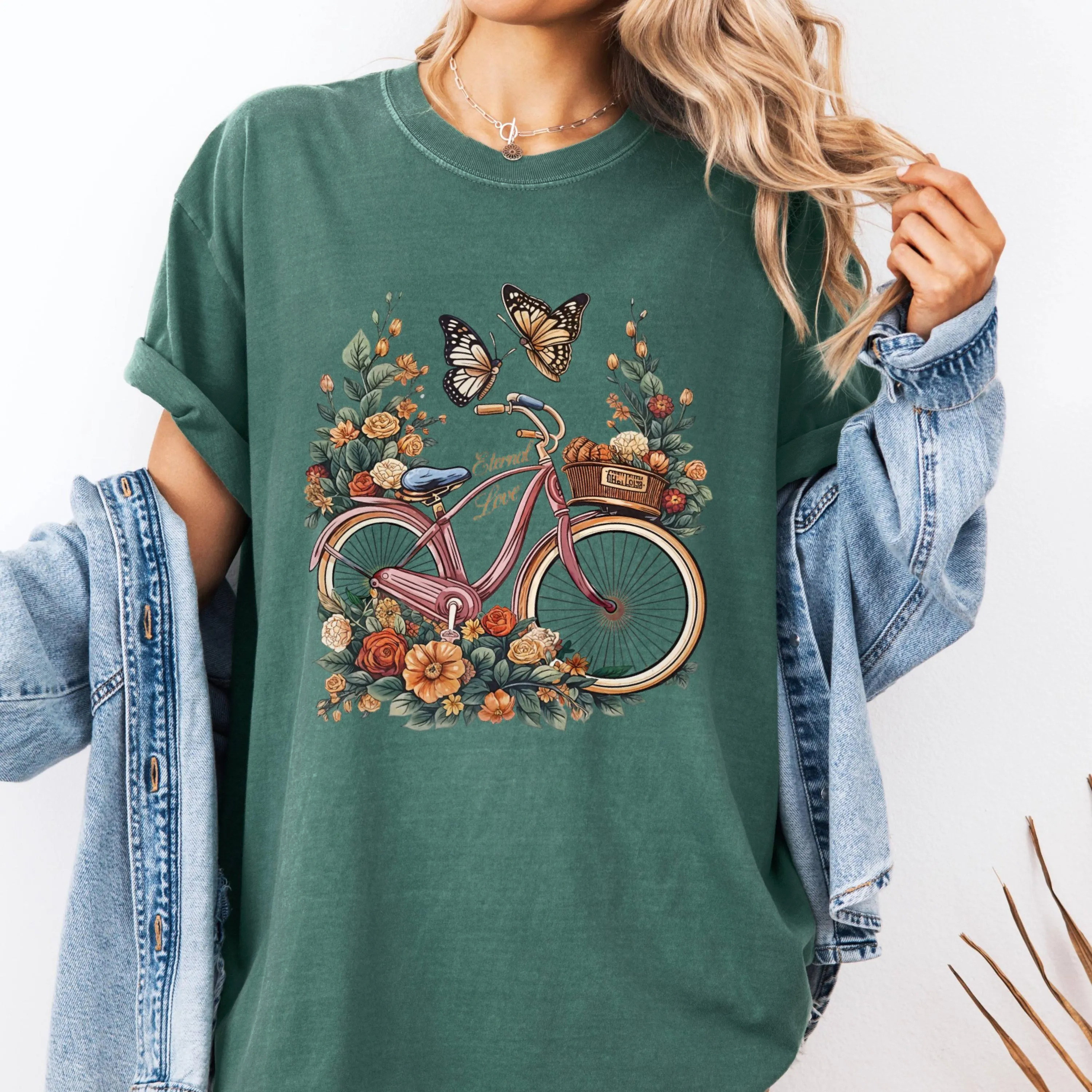 Vintage Bicycle Floral Boho Graphic Shirt