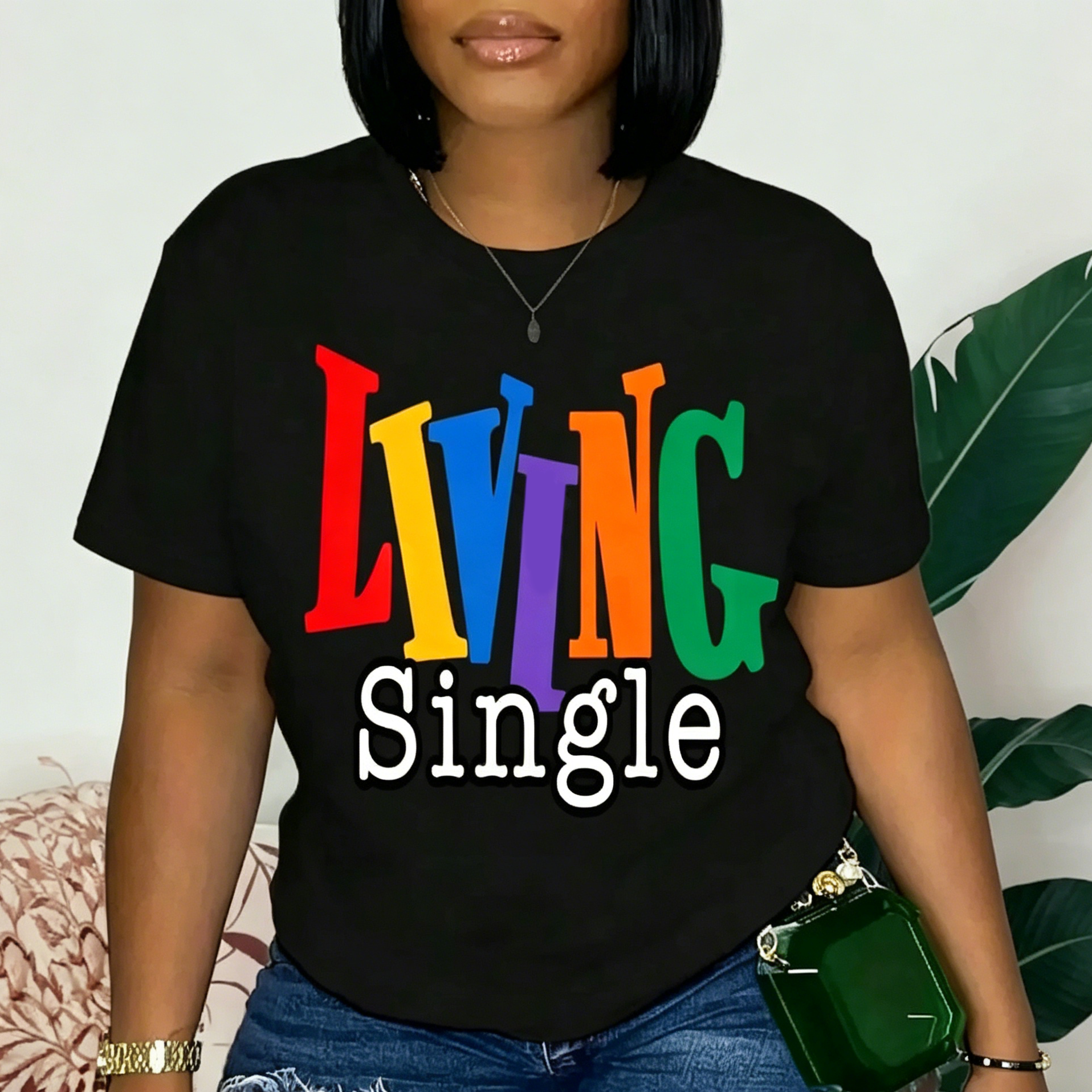 Retro "Single's Party" pattern T-shirt