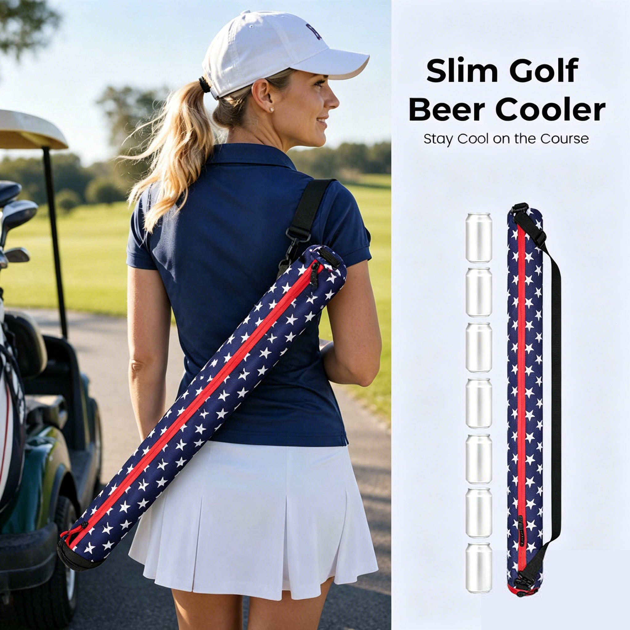 American Flag 6-Can Cooler Sling – Hands-Free Insulated Drink Carrier for Outdoor Fun