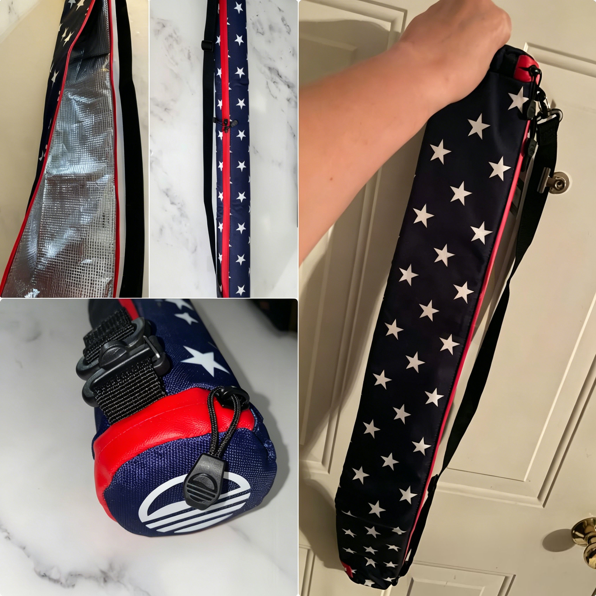 American Flag 6-Can Cooler Sling – Hands-Free Insulated Drink Carrier for Outdoor Fun