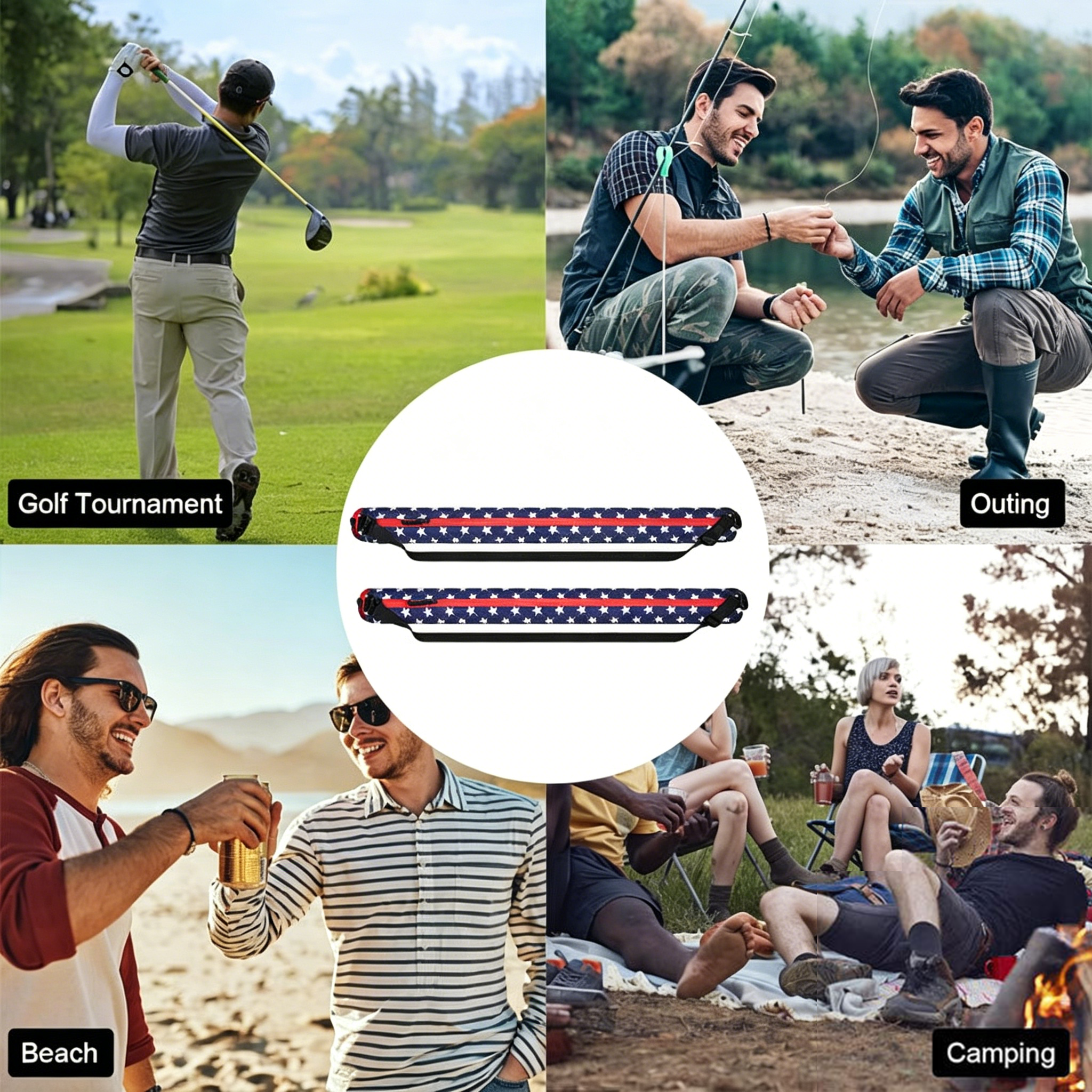 American Flag 6-Can Cooler Sling – Hands-Free Insulated Drink Carrier for Outdoor Fun