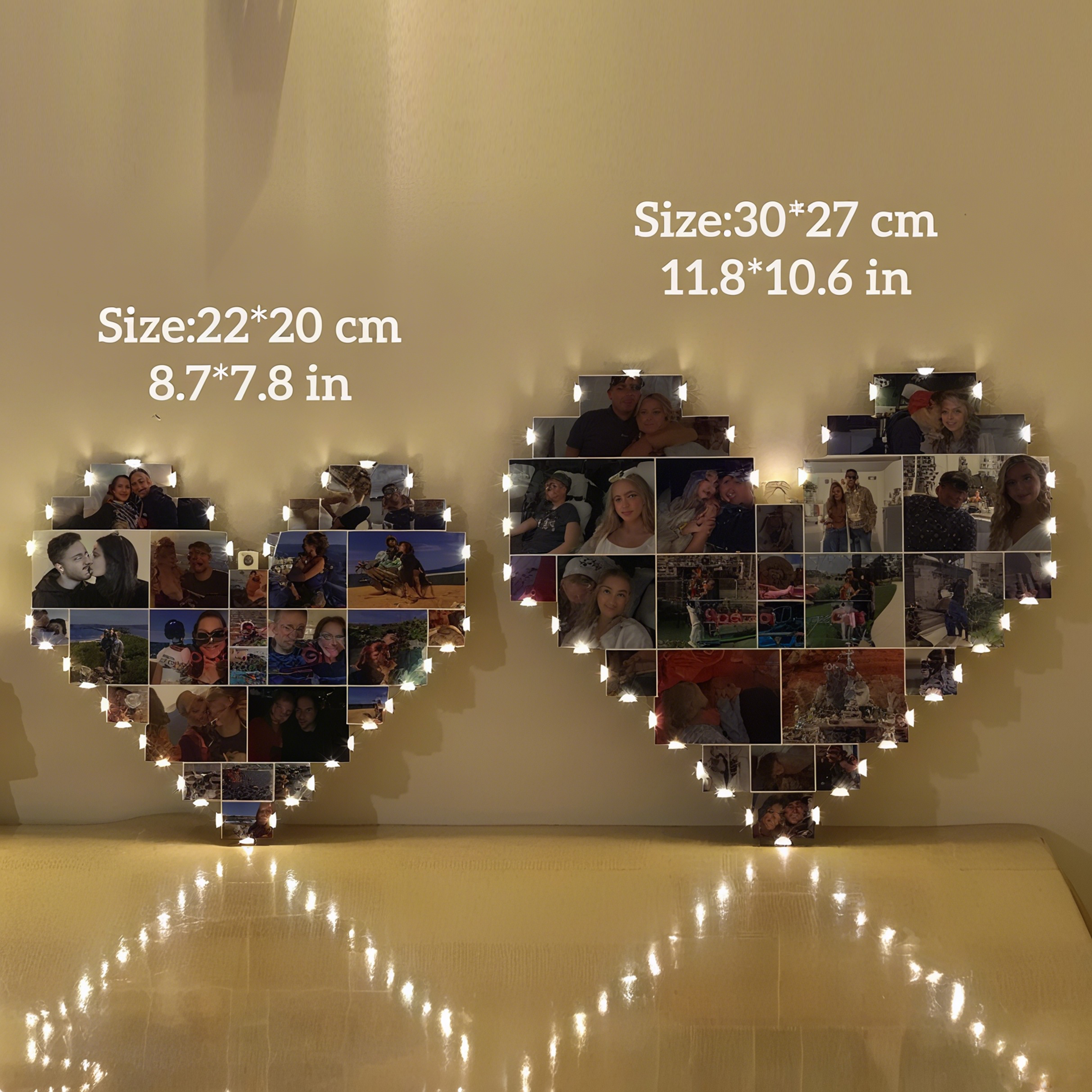 Custom Heart Shape Photo Collage Lamp with Photos