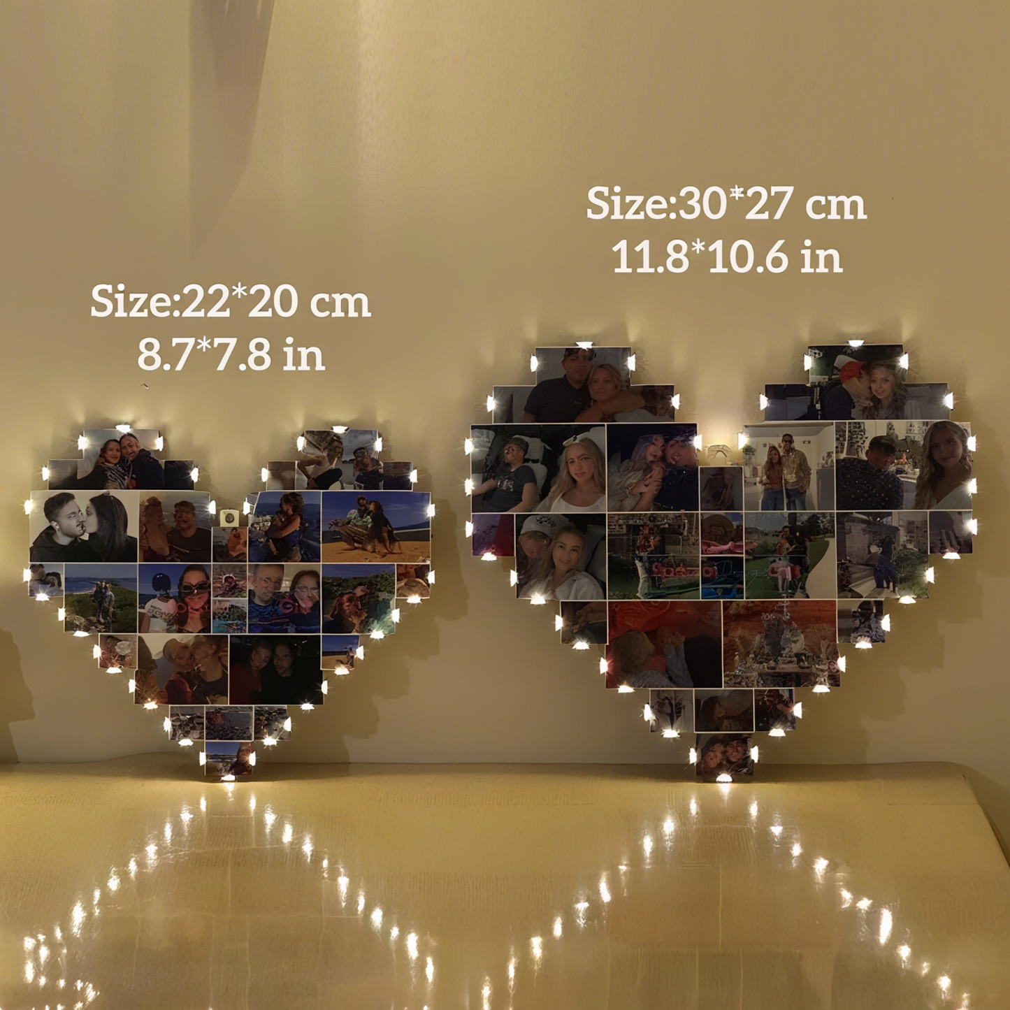 Custom Heart Shape Photo Collage Lamp with Photos