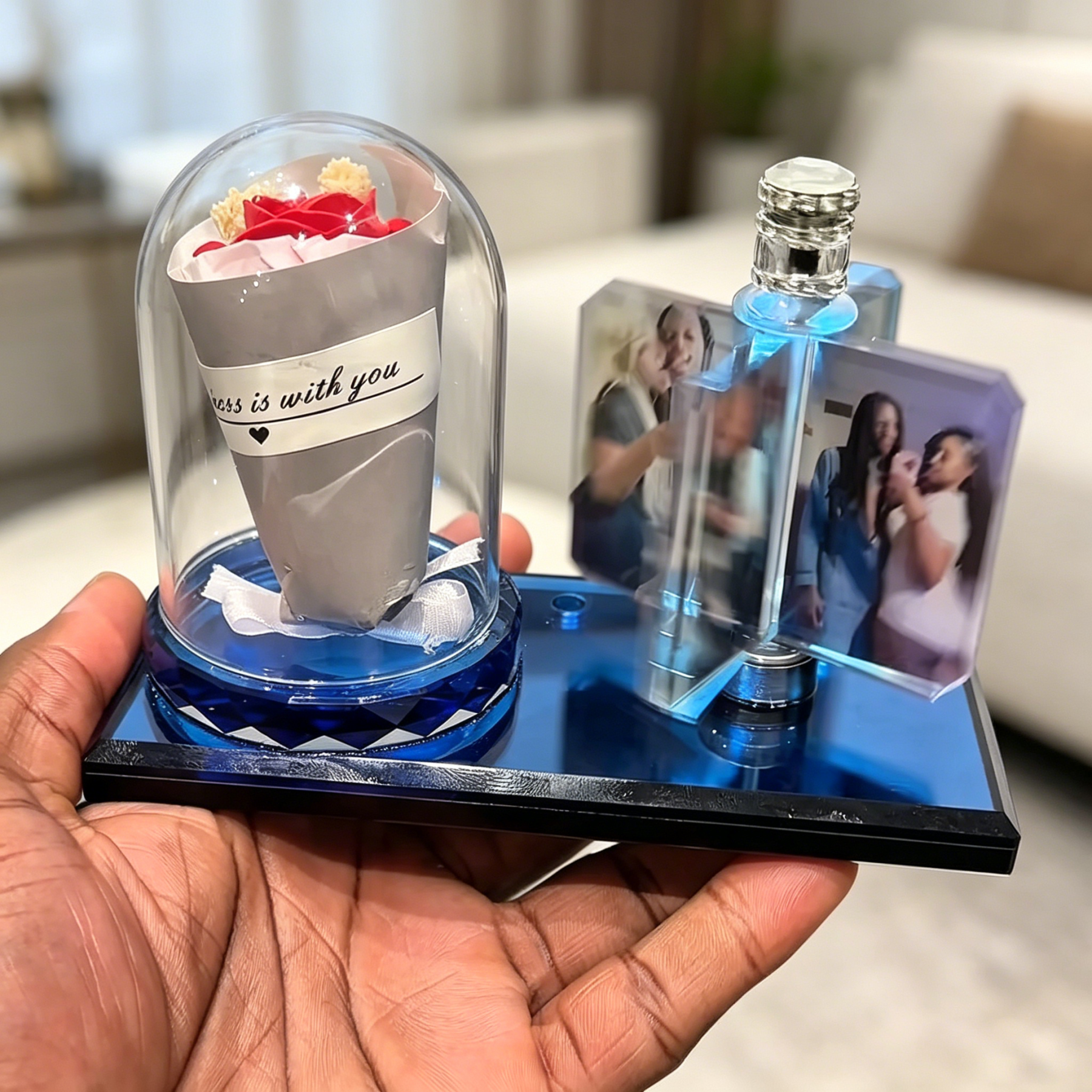Eternal Rose & Custom Photo Rotating Keepsake Gift