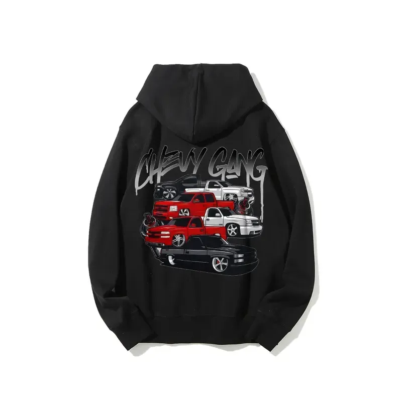Chevy Gang Graphic Silverado Men's Cotton Hooded Sweatshirt 