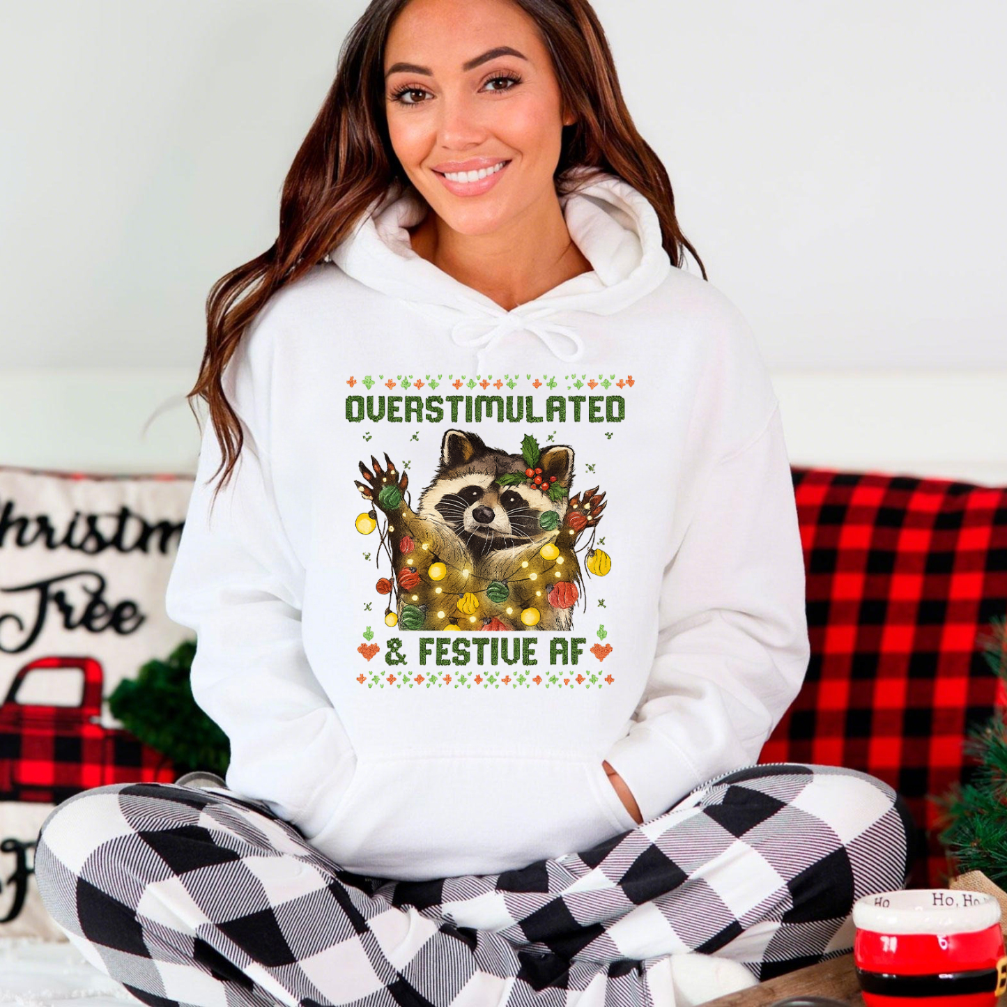 Overstimulated & Festive Af Raccoon Sweatshirt