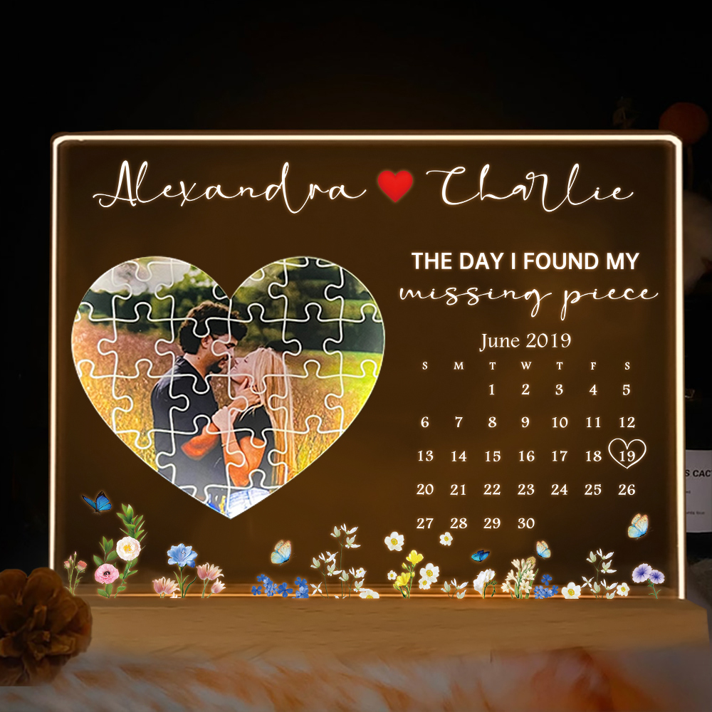 The Day I Found My Missing Piece Light Frame Personalized Gift