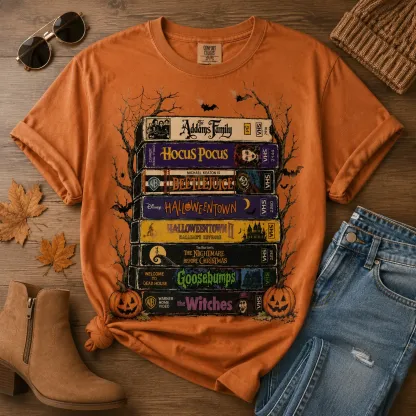 Vintage VHS Movie Halloween Tee for Spooky Season
