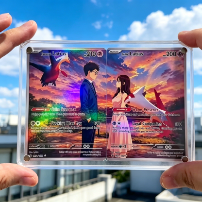 One set of two, custom-made anime spirit cards for couples