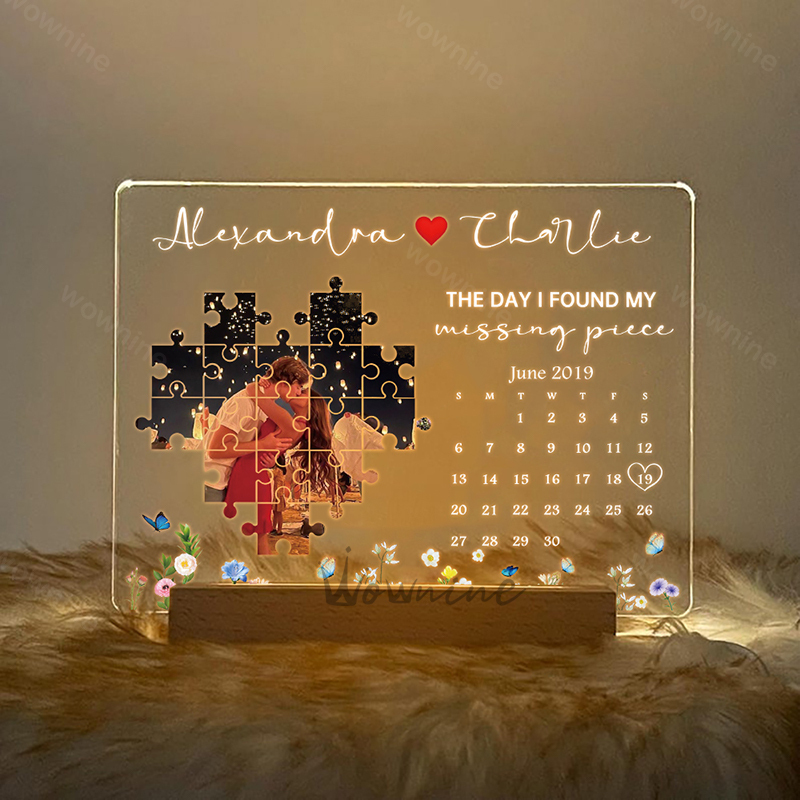 The Day I Found My Missing Piece Light Frame Personalized Gift