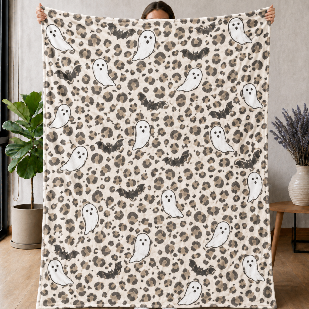 Leopard-print little ghost blanket