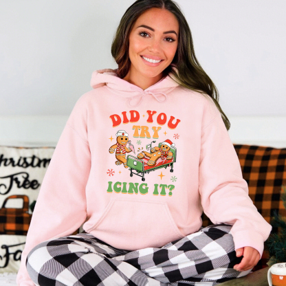 Retro ICU Nurse Christmas Gingerbread Did You Try Icing It Sweatshirt