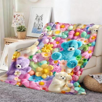 Teddy Pastel Floral Print Throw Blanket
