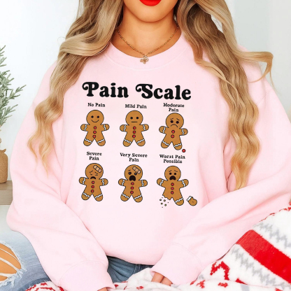 Fun Gingerbread Man Pain Scale Christmas Sweatshirt