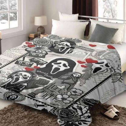 Masked Slasher Horror Collage Throw Blanket